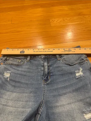 Judy Blue high waisted mild distressed raw hem jeans shorts size large . thumbnail 4