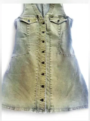 Free People Clean Break Denim Mini Dress Green Acid Wash Stretch Denim Size 8 thumbnail 3