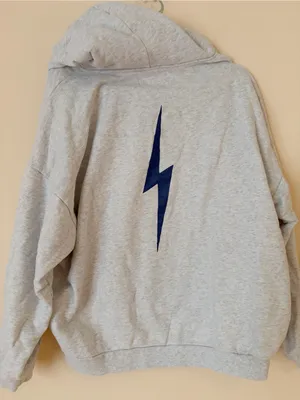 Starfit gray lightning bolt hoodie sweatshirt thumbnail 1
