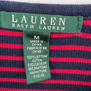 Ralph Lauren LRL blouse women's M striped red navy boatneck button cuff nautical thumbnail 6