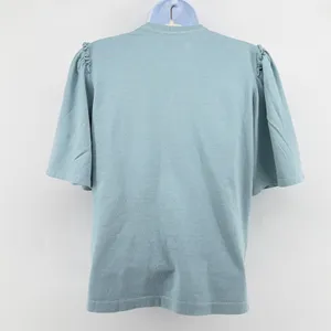 NWT Citizens of Humanity Vera Gathered Shoulder Top Small Acqua Blue Puff Sleeve thumbnail 5