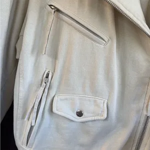 EUC Free People Rebel Moto Jacket Vanilla Cream Size Large Retail $198.00 thumbnail 8