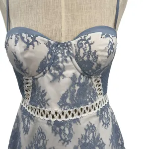 NBD Timantha Lace Bustier Mini Dress‎ Crochet Trim White Blue Size Small thumbnail 5