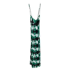 Zara Green Abstract Geometric Wavy Print Midi Dress XS‎ Crisscross Back 9878/173 thumbnail 7