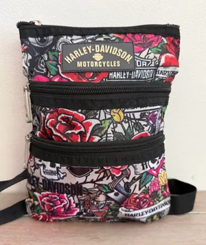 Harley-Davidson® X-Body Tattoo Art Crossbody Bag Sling Purse Skulls Flowers thumbnail 1