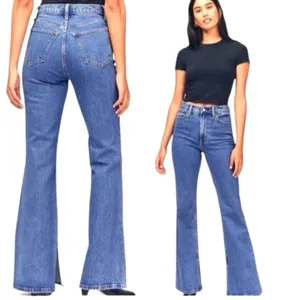 Abercrombie & Fitch Curve Love Vintage Flare High Rise Split Hem Jeans Size 33 thumbnail 9