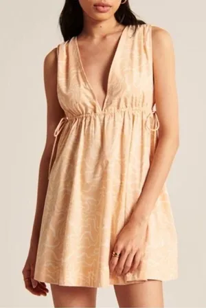 Abercrombie Babydoll Dress XL Double V Neck Swirly Vacation Boho Cottagecore‎ thumbnail 1