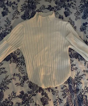 Altar'd State Long Sleeve Turtleneck Cropped cream sweater thumbnail 1