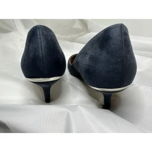 Zara Basic Gorgeous Blue Grey Suede Look Pumps with Silver-Tone Detail thumbnail 3