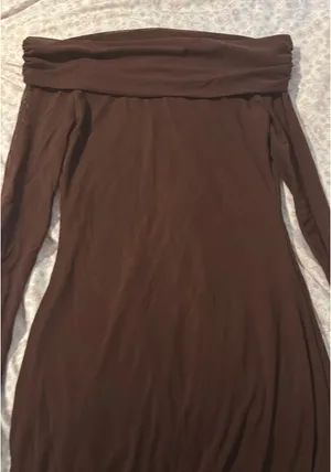 off shoulder body con maxi dress Brown Size M thumbnail 1