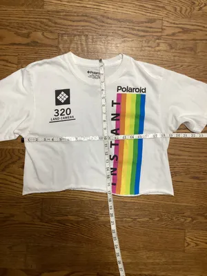 Polaroid 100% cotton cut off crop top with with graphic. Size Medium thumbnail 5