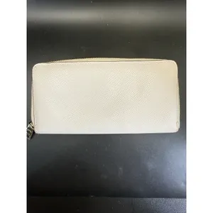 EUC COACH Bicolor Accordion Zip Around Long Wallet Genuine Leather Taupe/Ivory thumbnail 4