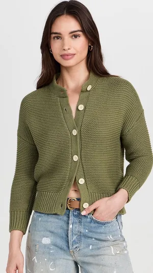 Alex Mill Faded Grove Green Nico Chunky Cardigan Sweater thumbnail 1