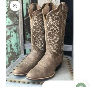 Twisted X Womens Embroidered Brown Tan Leather Distressed Cowboy/girl Boots 8.5 thumbnail 8