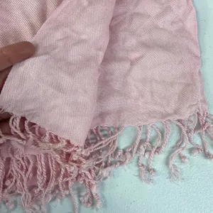 Adult light pink tassel thin knit fashion wrap around scarf basic‎ casual warm thumbnail 3