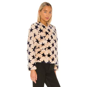 Chaser Faux Fur Star Collarless Jacket Medium thumbnail 4