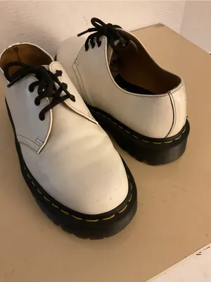 Dr. Martens women White Leather smooth Platform Oxfords shoes US 8 thumbnail 9