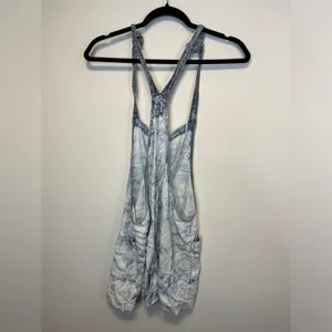 Aerie Blue Acid Wash Rayon Tie Shoulder Romper Sz M thumbnail 6