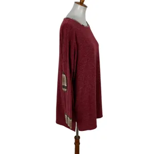 Eloges Red Knit Tunic Top Large Long Sleeve Sweater Boho Fall Casual thumbnail 3