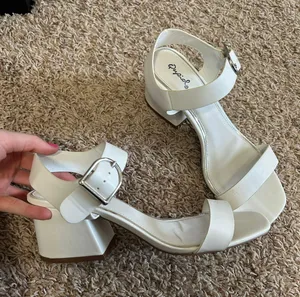 Quipid Women’s White Block Heels thumbnail 1