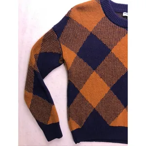 Madewell Sweater Womens Small Blue Brown Excellent Argyle Crewneck Knit Pullover thumbnail 4