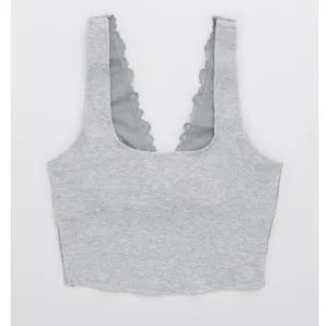Aerie Lace Waffle Longline Bralette Medium Heather Gray Size Medium thumbnail 3