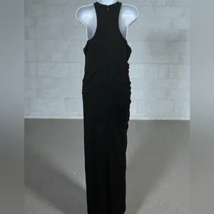 Halston - Lang Black Ruched Jersey Maxi Dress Size 14 Racerback thumbnail 6