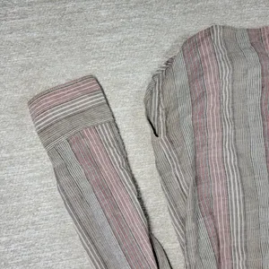 Free People High Tide Shirt XS Tan Pink Womens Striped Oversized Button Up Boho thumbnail 4