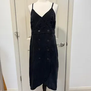 J Crew Silk Midi Dress Sm 6 Minimalist Double Breast Button Layer Capsule Luxury thumbnail 2