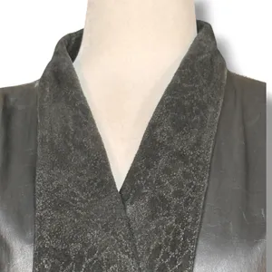 Vintage 80s Black Leather Jacket Suede Embossed Oversized Batwing Belted Moto thumbnail 2