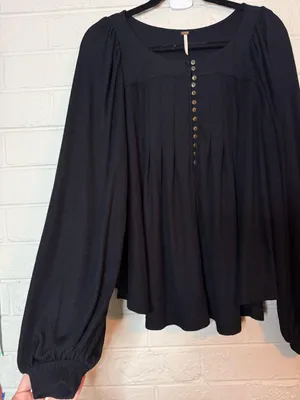 Free People Black Cotton Blend Long Sleeve Ladies Top Size S ✨ thumbnail 4