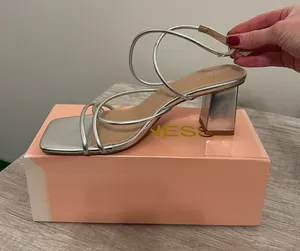 Berness Silver Ankle Wrap Heels thumbnail 1