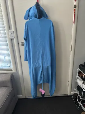 Blue Eeyore-Style Womens Fleece Onesie Pajamas ,costume fo Holloween thumbnail 8