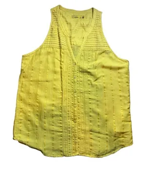 Prana‎ women’s yellow textured sleeveless blouse sz M thumbnail 1