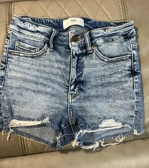 BKE Light Blue Distressed Denim Jean Shorts thumbnail 1