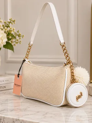 Juicy Couture Beige Chenille Logo Baguette Bag Coin Pouch NWT thumbnail 6