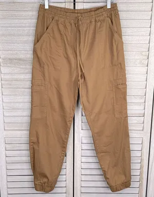 PACSUN Cargo Style Joggers Pull On Drawstring Waist Light Brown/Tan-Medium thumbnail 1