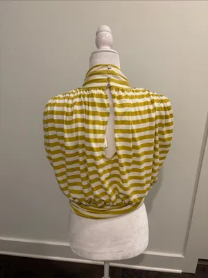 New With Tags Anthropologie Maeve Ruched Mock Neck Striped Top Sz M thumbnail 6