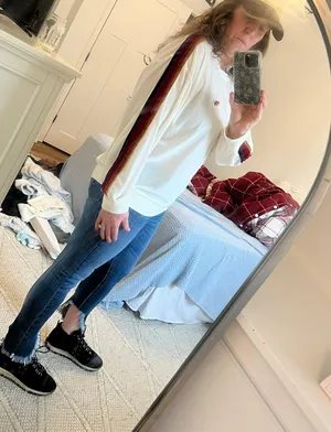 Aviator Nation CLASSIC VELVET RELAXED SWEATSHIRT - WHITE thumbnail 5