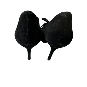 Betsey Johnson‎ Black Suede Bow Pointed Toe Kitten Heel Pumps Classic Shoes thumbnail 4