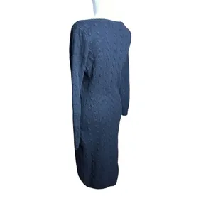 Ralph Lauren Black Label Cashmere Cable-Knit Sweater Dress Size M thumbnail 2
