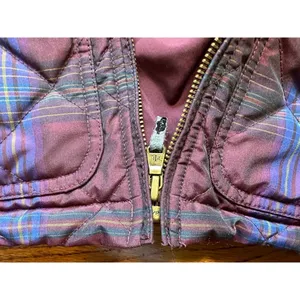 Lauren Ralph Lauren Plaid Puffer‎ Vest Purple Size Medium Zip Flaws See Photo thumbnail 4