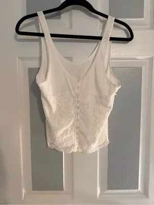 Free People Cosette Corset Tank Blouse White thumbnail 4