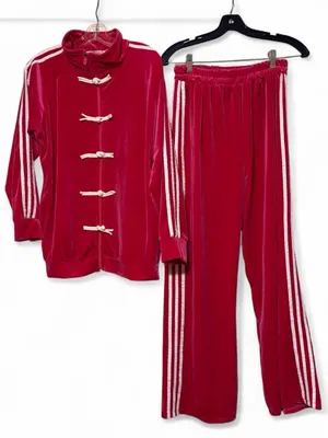 NWOT Uzbek Asian style fushia hot pink velour two piece tracksuit thumbnail 1