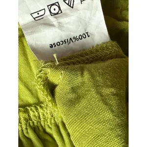 Dokuritu Crochet Ruffle Dress Smocked Stretch Medium Chartreuse Green Beach thumbnail 9
