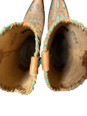 J.B. Dillon Turquoise Leather Cutout Pointed Toe boots Western Coastal Cowgirl 7 thumbnail 8