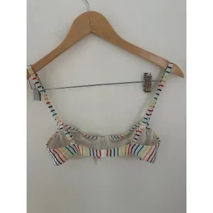 Solid & Striped Underwire Bikini Top White Rainbow Vertical Stripe‎ Swimwear thumbnail 2
