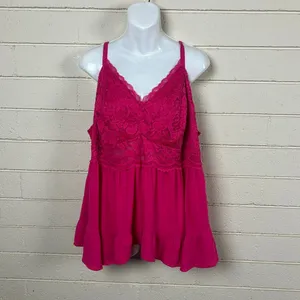Torrid Babydoll Georgette Lace Trim Cami size 1 thumbnail 4