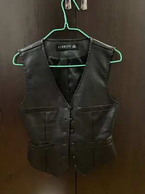 LIONESS Black Leather Button Vest thumbnail 4