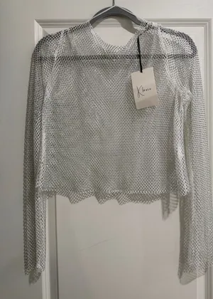 Klesis Silver Sheer Mesh Long-Sleeve Top thumbnail 1